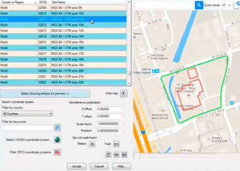 Preview position of selected drawing entities in a map